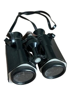 Vintage mid century wide angle binoculars with case black deco style no scratch